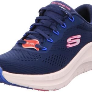 skechers women's arch fit 2.0 big league, light grey mesh, periwincle coral trim, 3.5 uk